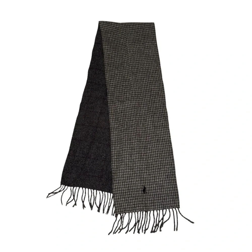 Men’s Polo RL reversible Wool‎ Blend Scarf in Grey Plaid